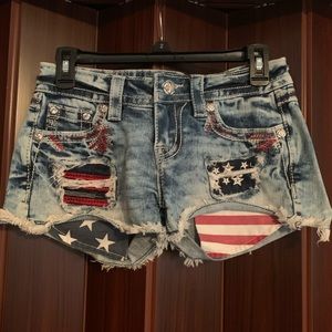 American Flag Miss Me Shorts